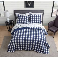 Budget ❤️ Eddie-Bauer Bed Eddie Bauer Lakehouse 136 TC Reversible Quilt Set - Blue ????