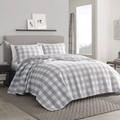 Discount ???? Eddie-Bauer Bed Eddie Bauer Lakehouse 136 TC Reversible Quilt Set - Grey ????